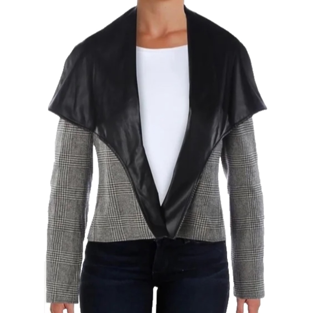 (NWT) Lauren Ralph Lauren Plaid Wool/Faux Leather Jacket/Blazer Plus Size 1X/3X
